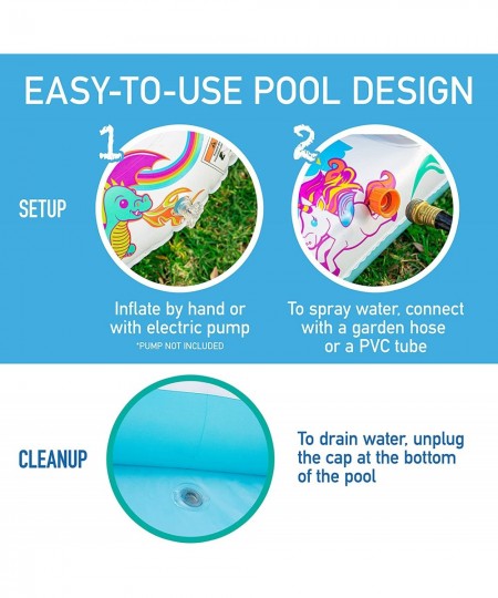 Unicorn Splash Pad & Outdoor Water Sprinkler Children's Inflatable Kiddie Pool Water Play Toys for Babies Toddlers Kids Boys ...