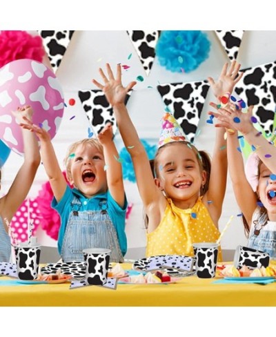 40PCS Cow Print Set Cow Print Birthday Party Supplies Cow Print Plates with Cow Print Napkins and Cow Print Cups Cow Theme Pa...