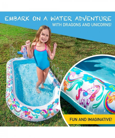 Unicorn Splash Pad & Outdoor Water Sprinkler Children's Inflatable Kiddie Pool Water Play Toys for Babies Toddlers Kids Boys ...