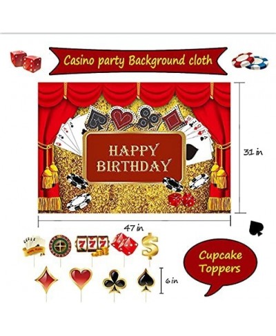 Casino Theme Party Decorations Casino Birthday Party Decoration Casino Balloons Backdrop Cake Toppers Tablecloth for Casino N...