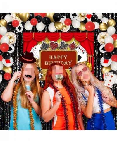 Casino Theme Party Decorations Casino Birthday Party Decoration Casino Balloons Backdrop Cake Toppers Tablecloth for Casino N...