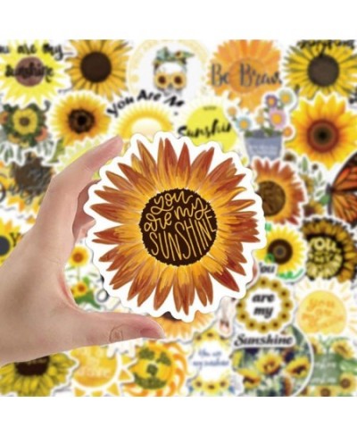 Cute Sun Flower Stickers for Water Bottles 50 pcs Waterproof Vinyl Fresh Stickers for Teens Girls Kids Graffiti Cool Trendy f...