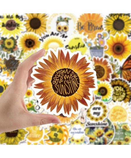 Cute Sun Flower Stickers for Water Bottles 50 pcs Waterproof Vinyl Fresh Stickers for Teens Girls Kids Graffiti Cool Trendy f...