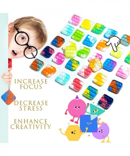 32Pcs Pop Party Favors for Kids Fidget Toy Pack Mini Keychain Bulk Sensory Toys Stress Relief Bubble Popper Classroom Prizes ...