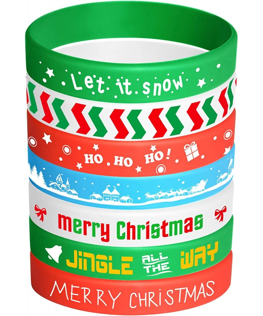 35 Pieces Christmas Wristband Silicone Wristbands Rubber Band for Christmas Party Decoration 7 Merry Xmas Patterns $16.64 - K...