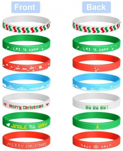 35 Pieces Christmas Wristband Silicone Wristbands Rubber Band for Christmas Party Decoration 7 Merry Xmas Patterns $16.64 - K...