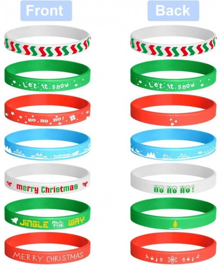 35 Pieces Christmas Wristband Silicone Wristbands Rubber Band for Christmas Party Decoration 7 Merry Xmas Patterns $16.64 - K...