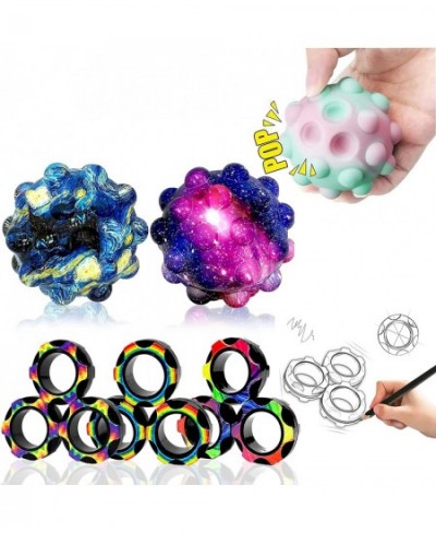 Magnetic Rings Fidget Toys Fidget Rings for Adults Stress Relief Hand Pop it Ball Stress Balls for Kids N45 Strong Fidget Mag...