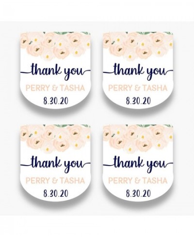 Set of 30 Personalized Peach Floral Mini Baby Shower Favor Labels - Customized Baby Or Bridal Shower Stickers for Mini Bottle...