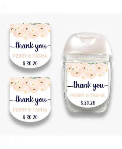 Set of 30 Personalized Peach Floral Mini Baby Shower Favor Labels - Customized Baby Or Bridal Shower Stickers for Mini Bottle...