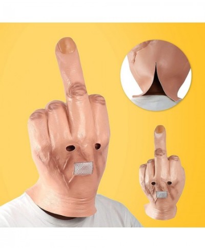 Middle Finger Costume Latex Head Mask Give the Finger Costume Mask Halloween Spoof Mask?Funny Novelty Halloween Costume Cospl...