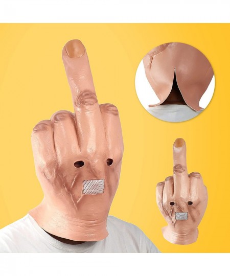 Middle Finger Costume Latex Head Mask Give the Finger Costume Mask Halloween Spoof Mask?Funny Novelty Halloween Costume Cospl...