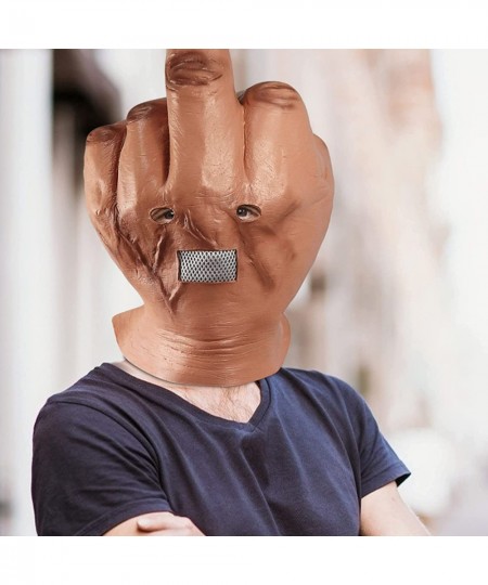 Middle Finger Costume Latex Head Mask Give the Finger Costume Mask Halloween Spoof Mask?Funny Novelty Halloween Costume Cospl...