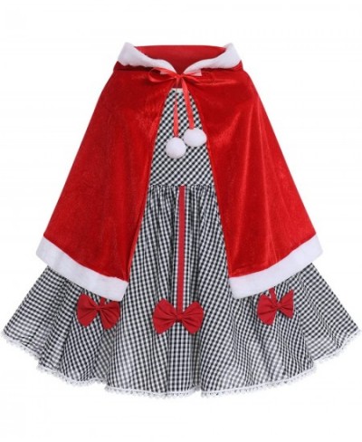 Christmas Family Matching Outfits for Women Baby Girl Plaid Dress with Cloak Cape Halloween Cosplay Santa Outfit $55.69 - Kid...