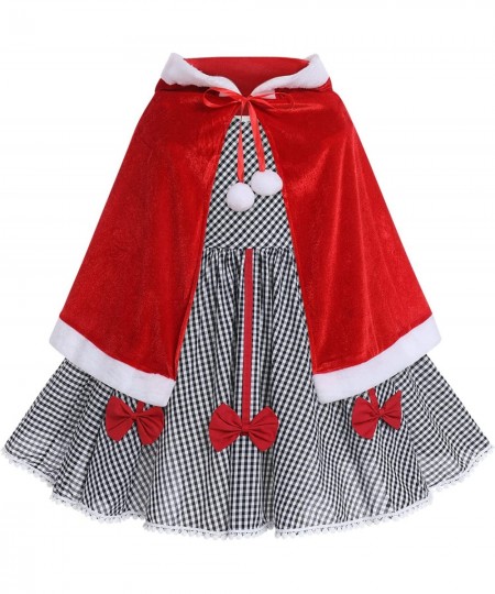 Christmas Family Matching Outfits for Women Baby Girl Plaid Dress with Cloak Cape Halloween Cosplay Santa Outfit $55.69 - Kid...