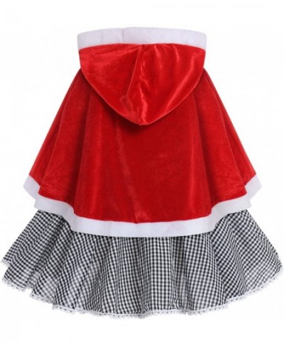 Christmas Family Matching Outfits for Women Baby Girl Plaid Dress with Cloak Cape Halloween Cosplay Santa Outfit $55.69 - Kid...