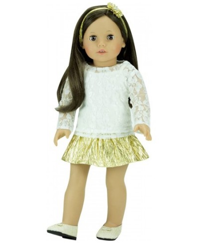 18 Inch Doll Clothing Outfit 4 Pc Special Occasion Dress Set Fits American Girl Dolls & More! Set Includes: Shimmering Gold D...