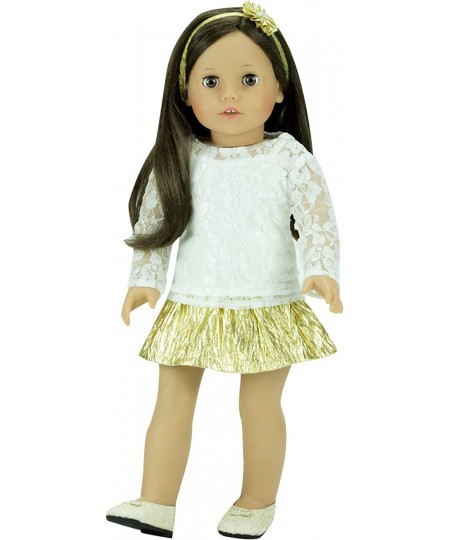 18 Inch Doll Clothing Outfit 4 Pc Special Occasion Dress Set Fits American Girl Dolls & More! Set Includes: Shimmering Gold D...