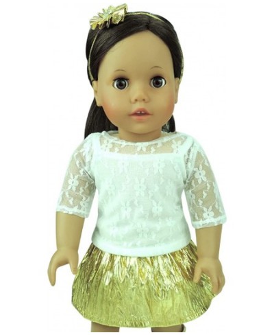 18 Inch Doll Clothing Outfit 4 Pc Special Occasion Dress Set Fits American Girl Dolls & More! Set Includes: Shimmering Gold D...