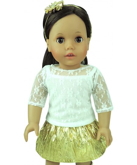 18 Inch Doll Clothing Outfit 4 Pc Special Occasion Dress Set Fits American Girl Dolls & More! Set Includes: Shimmering Gold D...