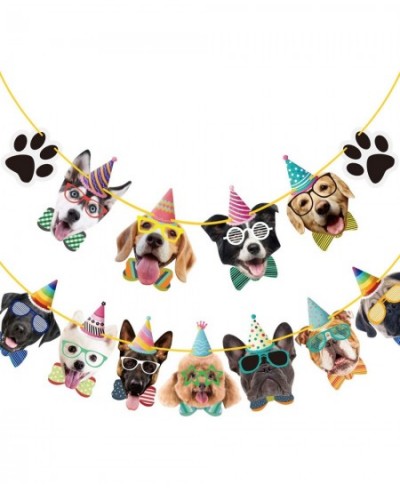 15 Pieces Dog Faces Claws Party Banner Set Dogs Birthday Party Supplies Dog Portrait Banner Dog Theme Party Bunting Decoratio...