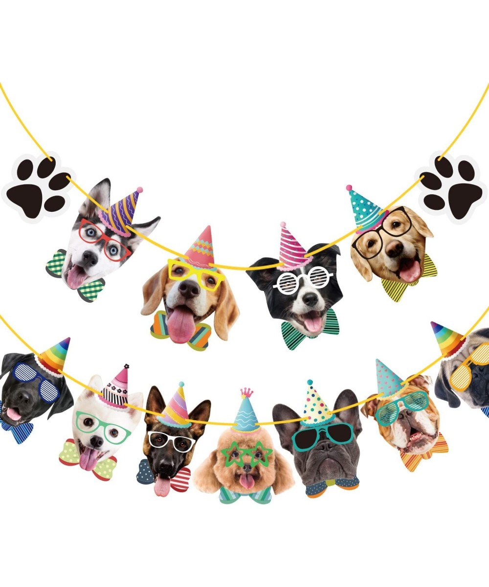 15 Pieces Dog Faces Claws Party Banner Set Dogs Birthday Party Supplies Dog Portrait Banner Dog Theme Party Bunting Decoratio...