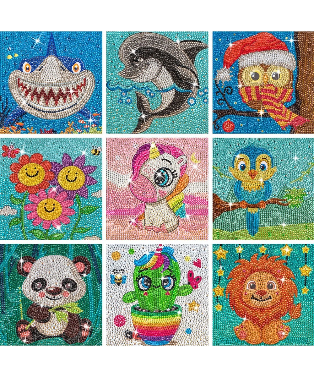 9-Pack 5D Diamond Painting Kits for Kids Cute Full Diamond Painting Numbers Kit for Beginners DIY Gem Crafts for Kids 8-12 Ye...