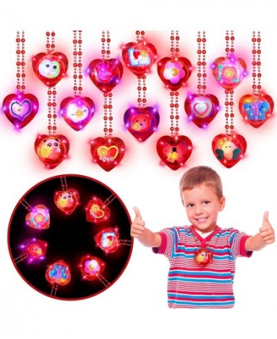 28 Pack Valentines Day Gifts Kids Party Favors Set Includes 28 Light Up Necklaces Rings Toys and Valentines Cards for Kids Va...