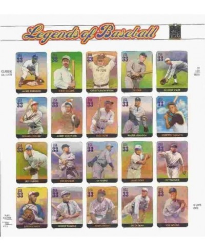 Legends of Baseball Full Sheet of 20 x 33-Cent Postage Stamps USA 2000 Scott 3408 $22.82 - Collectible Postage Stamps