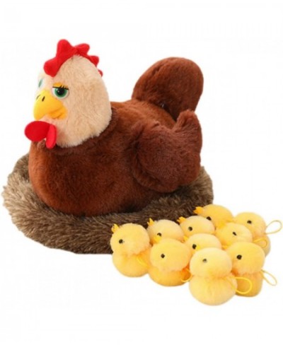 Plush Egg Laying Hen Chicken Cute Henhouse and 10 Little Baby Chicks Inside Chicken stuffedanimals Plush Toys for Birthday Pa...