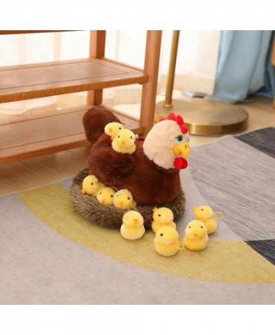 Plush Egg Laying Hen Chicken Cute Henhouse and 10 Little Baby Chicks Inside Chicken stuffedanimals Plush Toys for Birthday Pa...