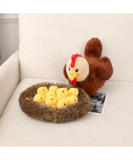 Plush Egg Laying Hen Chicken Cute Henhouse and 10 Little Baby Chicks Inside Chicken stuffedanimals Plush Toys for Birthday Pa...