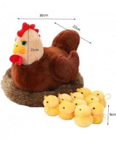 Plush Egg Laying Hen Chicken Cute Henhouse and 10 Little Baby Chicks Inside Chicken stuffedanimals Plush Toys for Birthday Pa...