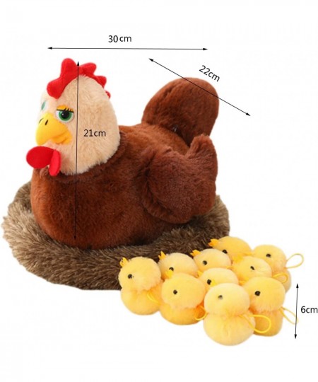 Plush Egg Laying Hen Chicken Cute Henhouse and 10 Little Baby Chicks Inside Chicken stuffedanimals Plush Toys for Birthday Pa...