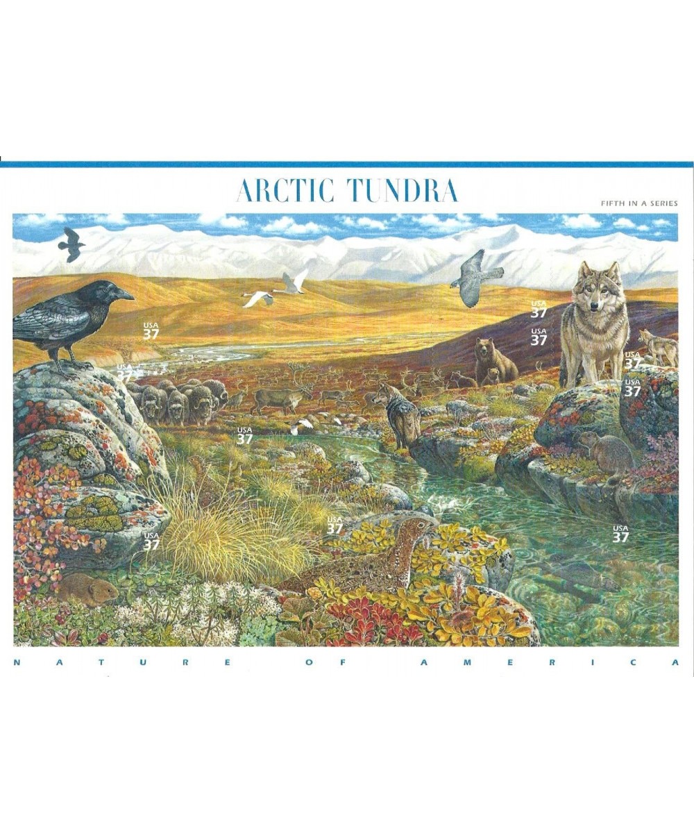 Arctic Tundra Full Sheet of 10 x 37-Cents Postage Stamps USA 2003 Scott 3802 $16.01 - Collectible Postage Stamps