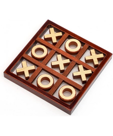 Tic Tac Toe Board Game Small Wooden Tic Tac Toe Family Game Table Toy Handmade Solid Two-Player Parent-Child Interactive Boar...