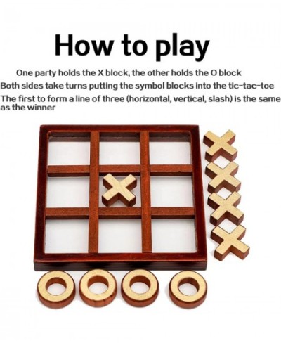 Tic Tac Toe Board Game Small Wooden Tic Tac Toe Family Game Table Toy Handmade Solid Two-Player Parent-Child Interactive Boar...