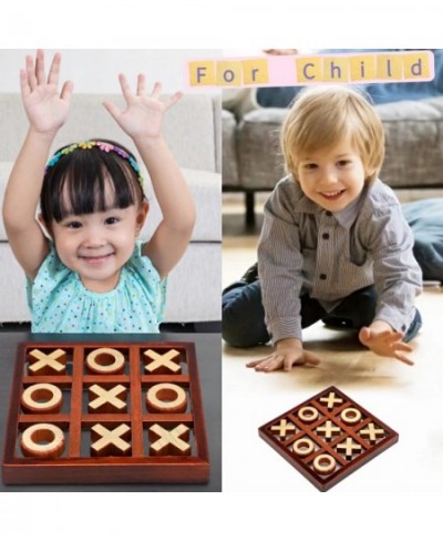 Tic Tac Toe Board Game Small Wooden Tic Tac Toe Family Game Table Toy Handmade Solid Two-Player Parent-Child Interactive Boar...