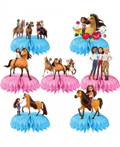 Spirit Birthday Party Supplies 7pcs Riding Horse Free Theme Table Decorations Honeycomb Centerpieces Photo Booth Props 3D Dou...