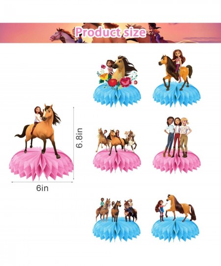 Spirit Birthday Party Supplies 7pcs Riding Horse Free Theme Table Decorations Honeycomb Centerpieces Photo Booth Props 3D Dou...