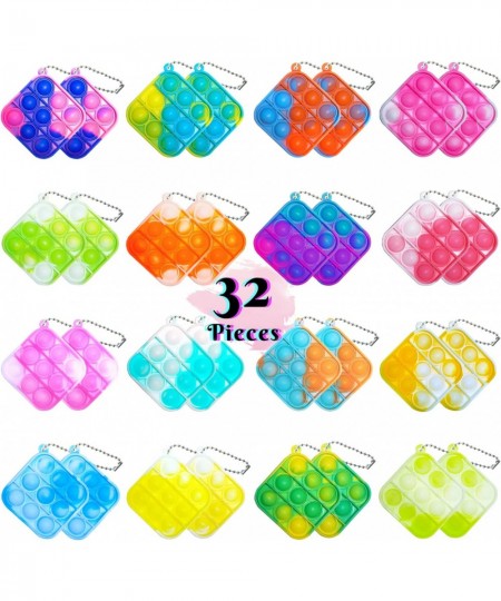 32Pcs Pop Party Favors for Kids Fidget Toy Pack Mini Keychain Bulk Sensory Toys Stress Relief Bubble Popper Classroom Prizes ...