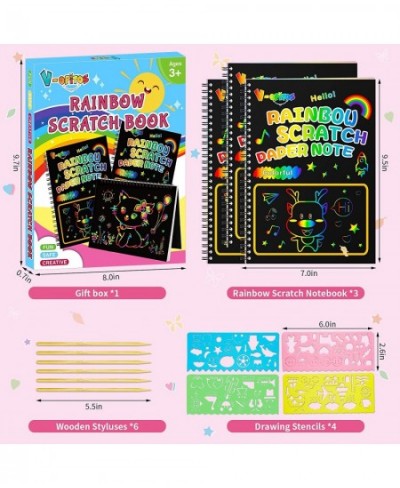 3 Pack Scratch Paper Notebook Crafts for Kids Age 3 4 5 6 7 8 9 10 Years Old Rainbow Magic Scratch Art for Girls Ideal Birthd...