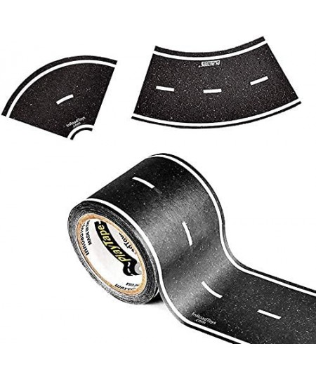 PlayTape Road Tape and Curves for Toy Cars - 1 Roll of 30'x2 Black Road (30 ft. Long x 2 in. Wide) + 1 Roll of 36 Curves $27....