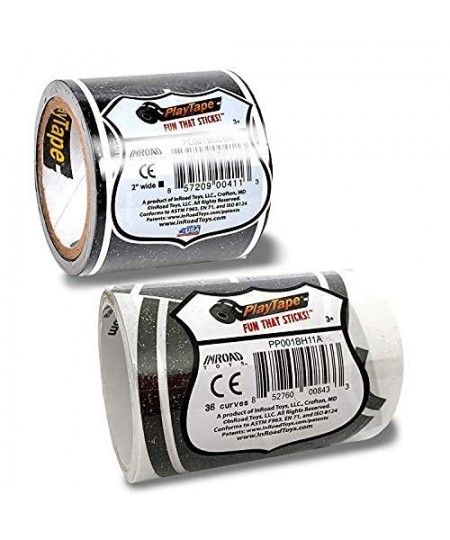 PlayTape Road Tape and Curves for Toy Cars - 1 Roll of 30'x2 Black Road (30 ft. Long x 2 in. Wide) + 1 Roll of 36 Curves $27....