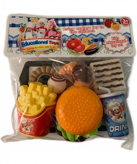 New! Fast Food Pretend Play Set for Toddlers Children | Play Food Set for Kids Kitchen | Fake Food Hamburger and Fries Soda C...