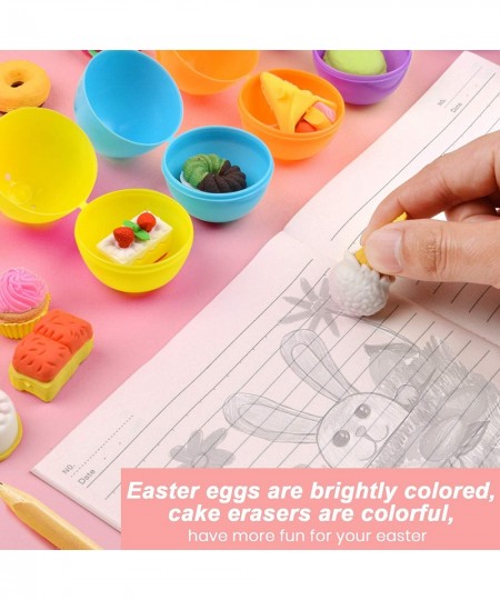 30PCS Easter Eggs Filled with Prefilled 30PCS Erasers Easter Surprise Filled Eggs Toys Party Favors Set for Kids Easter Hunt ...