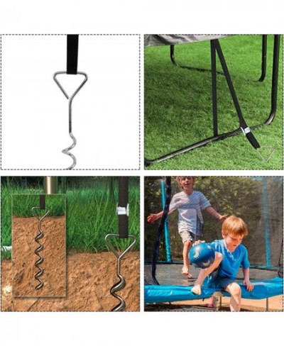 Set of 4 Trampoline Stakes Heavy Duty Trampoline Parts Corkscrew Shape Steel Stakes Anchor Kit for Trampolines $32.99 - Tramp...