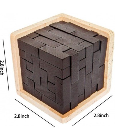 Wooden Brain Teaser Puzzle Cube Wooden Puzzles T-Shaped Jigsaw Logic Puzzle Educational Toy for Kids and Adults (Wine) $20.01...