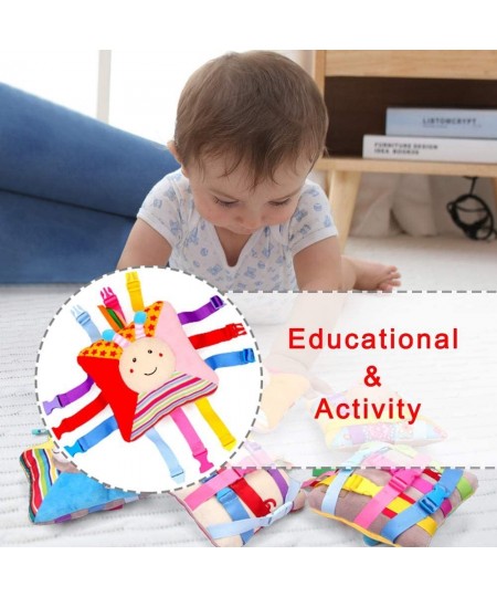 Sensory Pillow Toys for Toddlers Activity Learning Fine Motor Skill Travel Toy with Buckle for Baby Kid Children Built-in Bel...