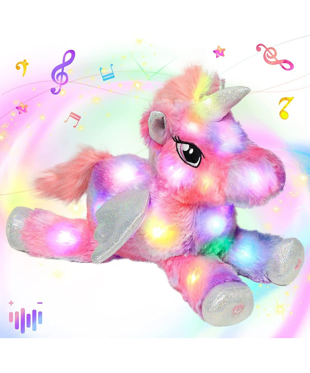 Colorful LED Musical Stuffed Unicorn Light up Singing Plush Toy Adjustable Volume Lullaby Animated Soothe Birthday Festival f...